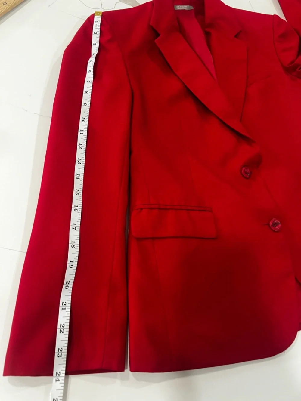 Linden Grey Tomato Red Tailored Blazer Women M Structured Chic - Picture 10 of 16